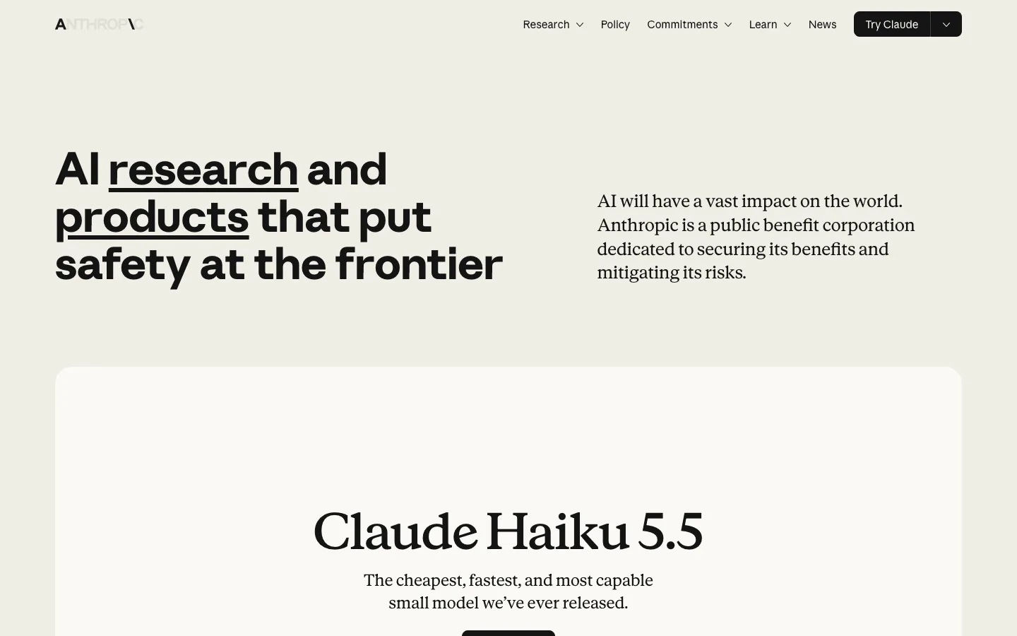 Anthropic homepage