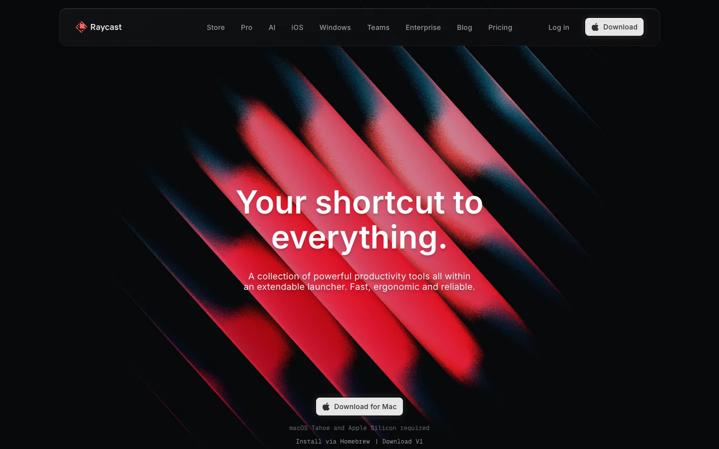Raycast homepage